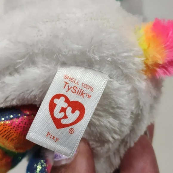 Ty Beanie Boos TySilk Pixy Unicorn Plush White Stuffed Animal Toy Glitter Eyes - Picture 5 of 7